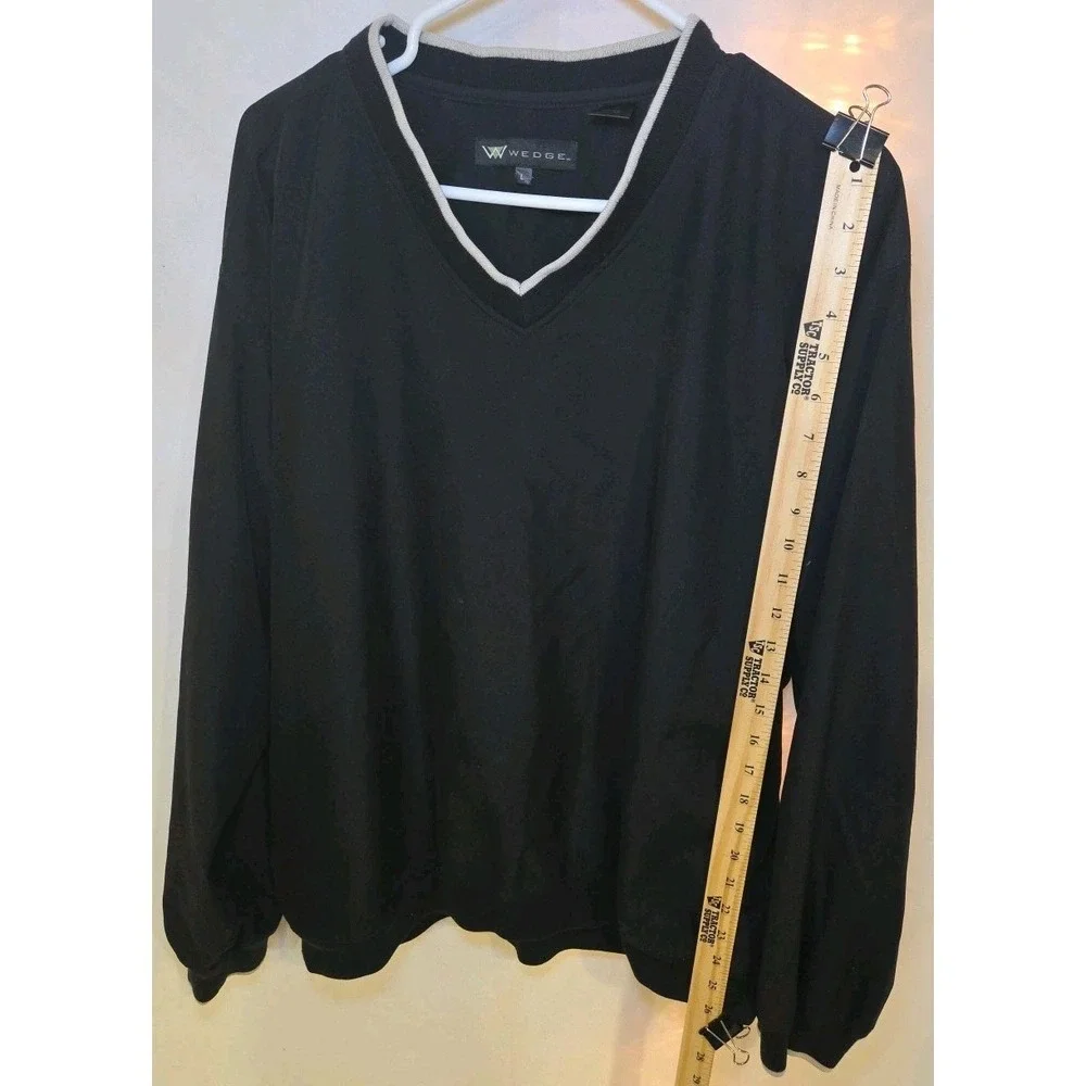 Wedge Golf Windbreaker Mens Large, Black‎ Long Sleeve V Neck Pullover